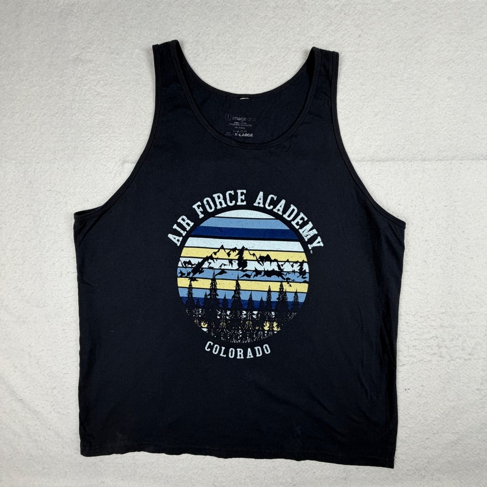 Image One Air Force Academy Colorado Tank Top Mens XL Black Mountain Graphic